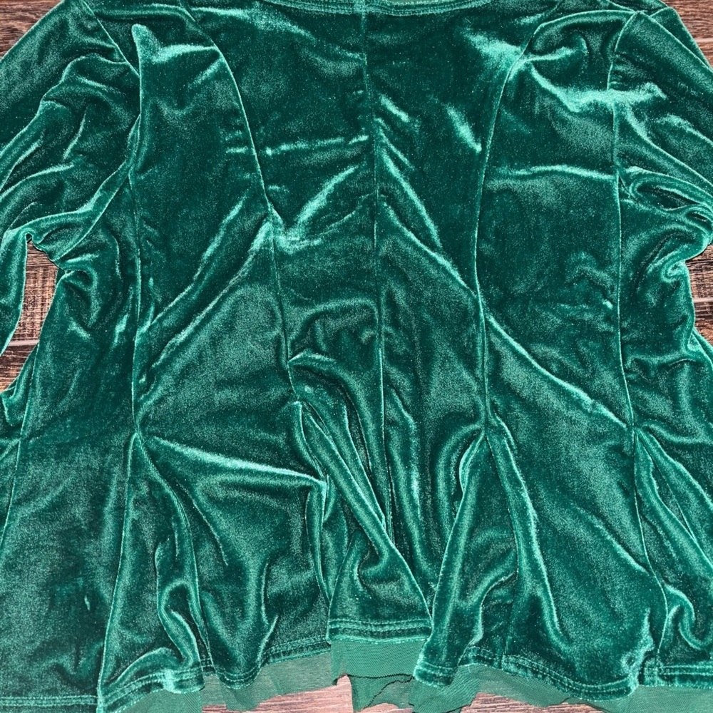 NWT Anthropologie Green Velvet Peasant Women's Top - Picture 5 of 6